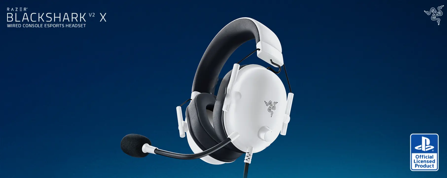 Razer BlackShark V2 X PlayStation Licensed Wired Gaming Headset - White