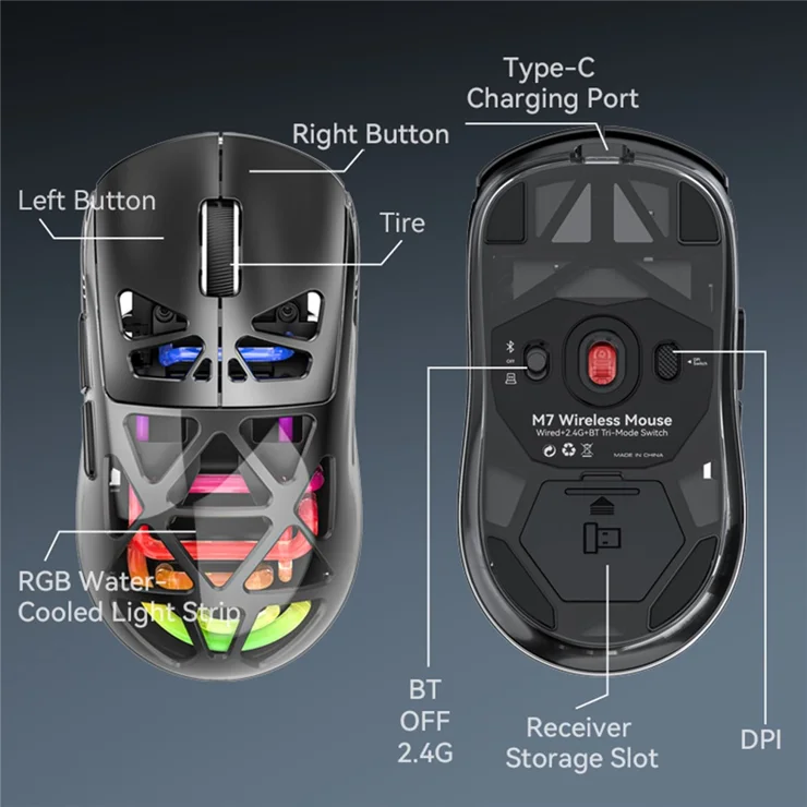 Forev FV-M7 tri-mode Wireless Gaming Mouse - Black