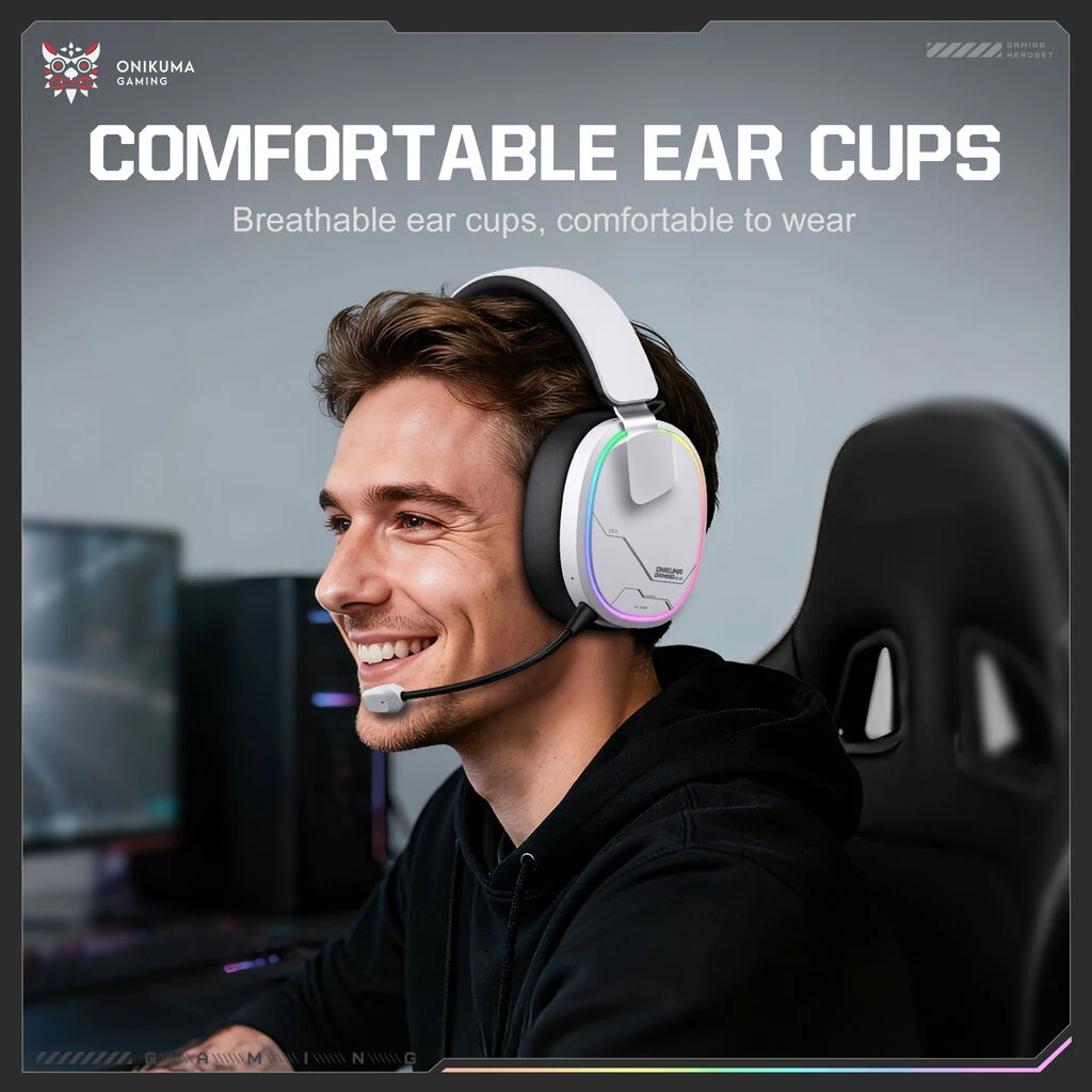 ONIKUMA GT836 White RGB Gaming Headset