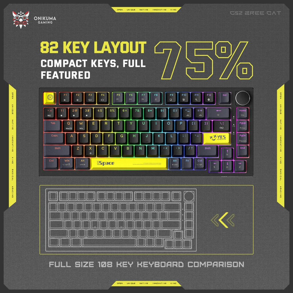 ONIKUMA G52 82-Key 75% Layout