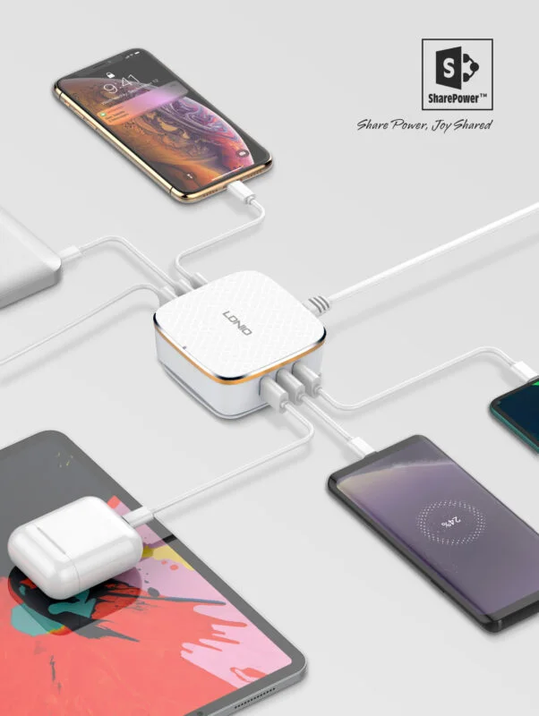 لدنيو A6704 شاحن سريع – 5×يو إس بي-إيه + QC3.0