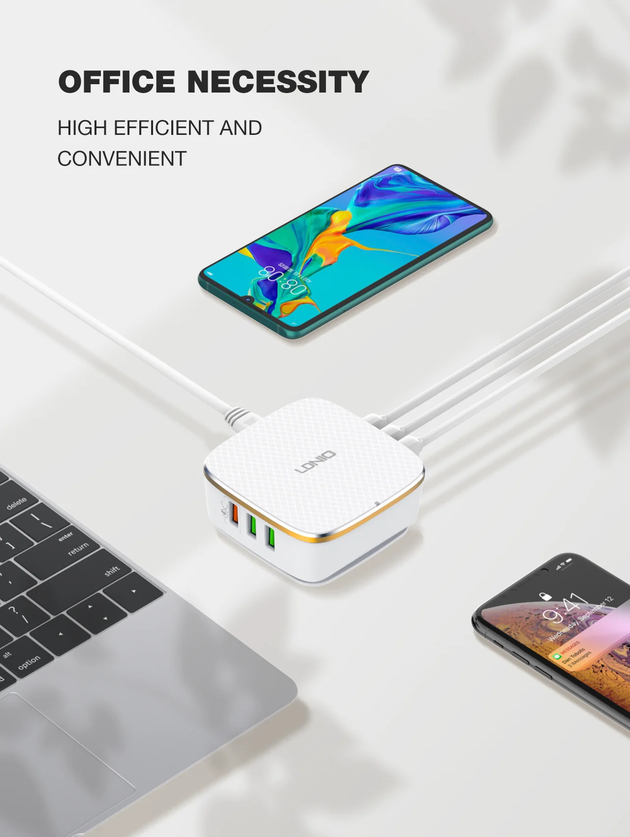 لدنيو A6704 شاحن سريع – 5×يو إس بي-إيه + QC3.0