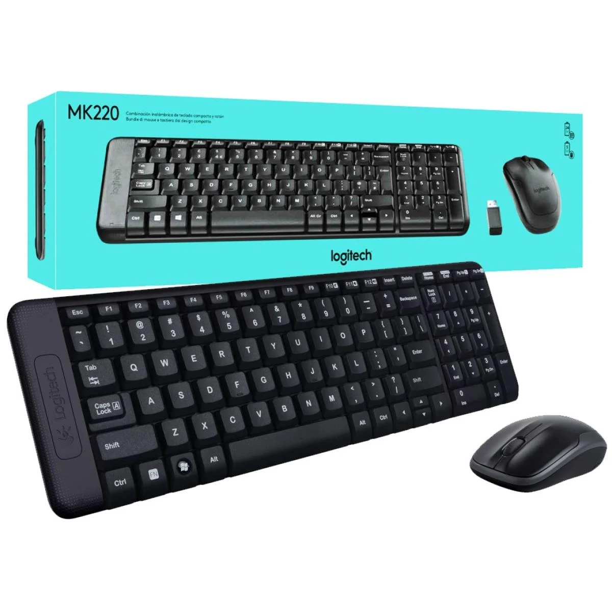 Logitech MK220 Wireless Keyboard and Mouse Combo English Arabic Layout Black