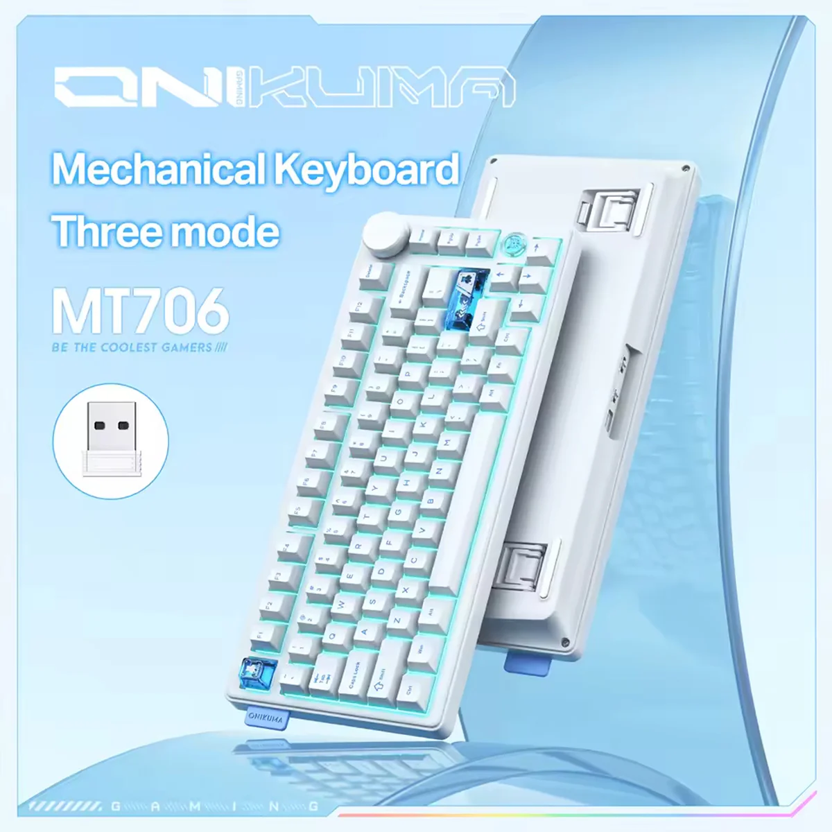 ONIKUMA MT706 Tri-Mode Gasket RGB Keyboard White