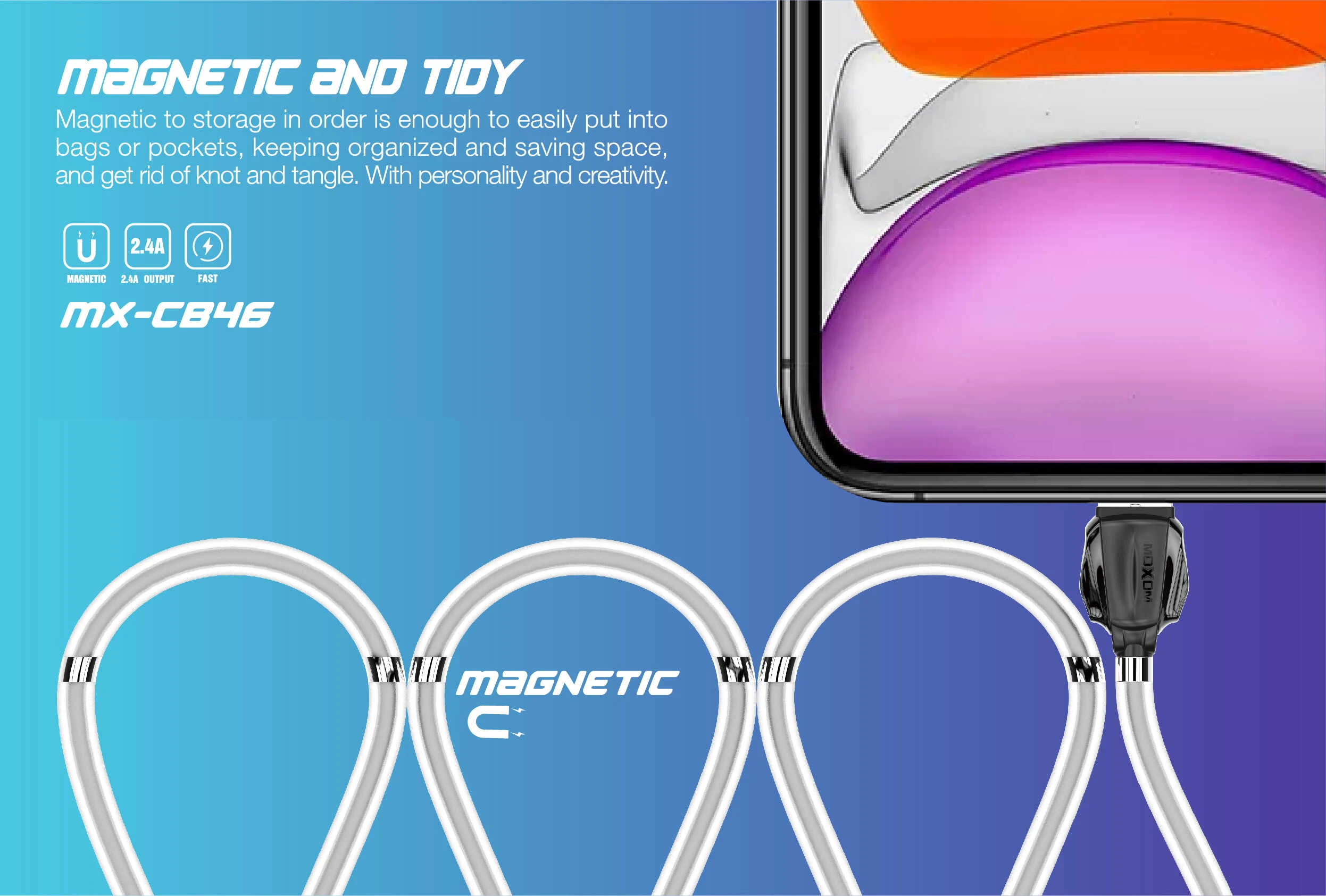 Moxom MX-CB46 Magnetic Charging Cable lightning