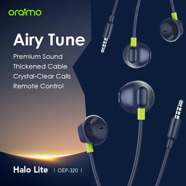 Oraimo Halo Lite OEP-320 Blue Wired 3.5mm Earphone