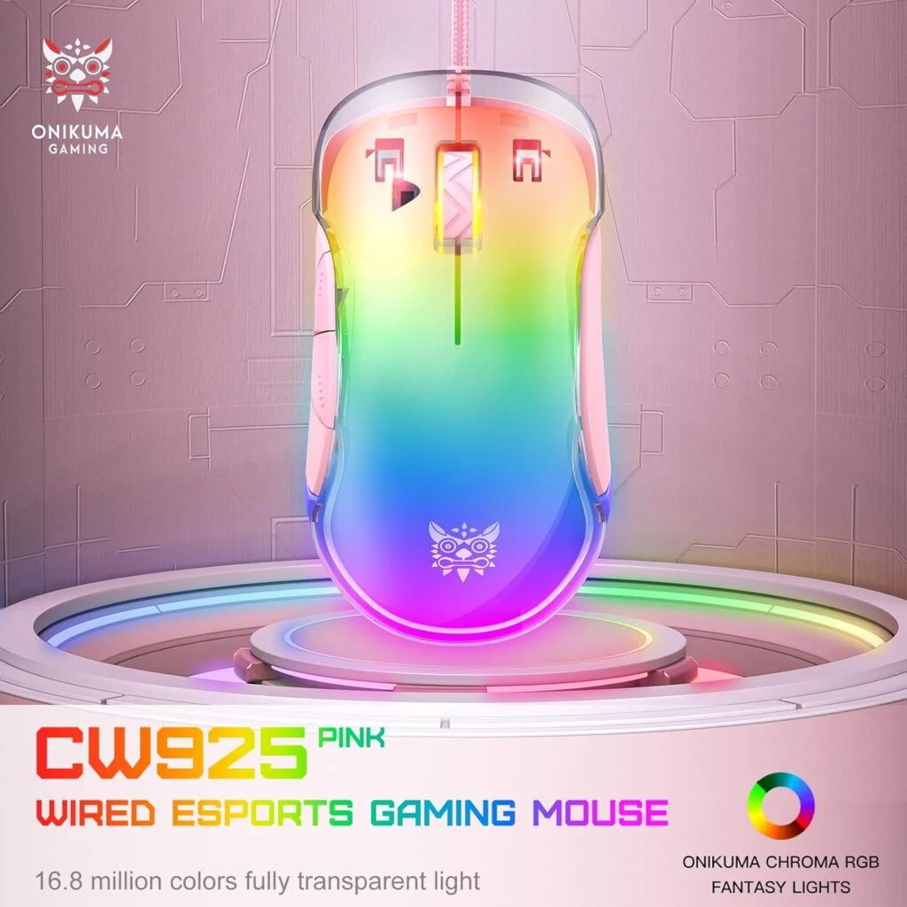 ONIKUMA CW925 RGB Wired Gaming Mouse Pink