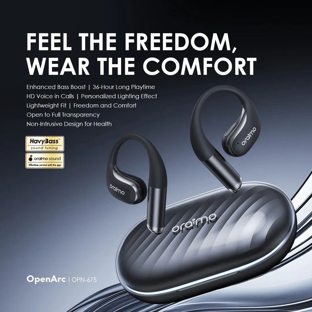 Oraimo OPN-675 OpenArc Black Open-Ear Wireless Earbuds