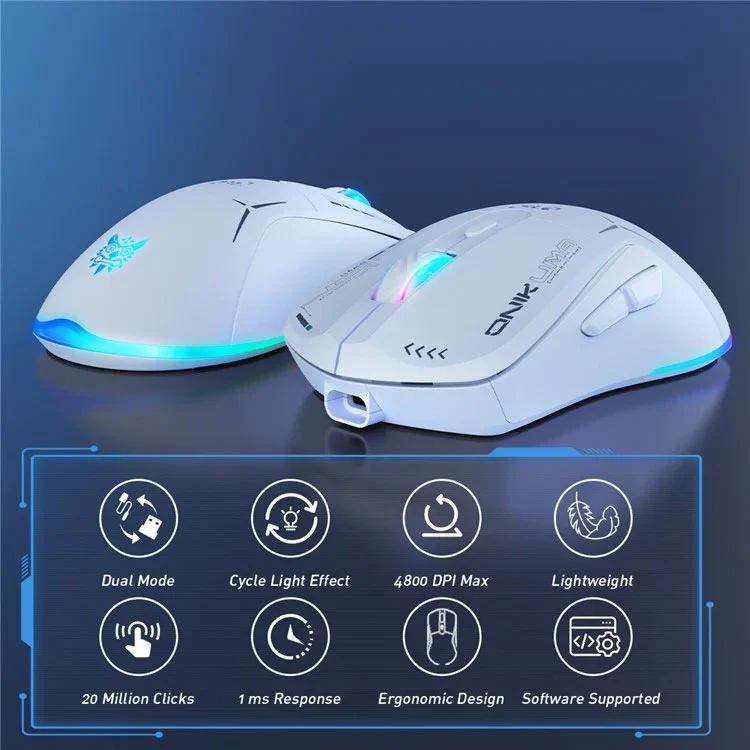 Onikuma CW917 Dual Mode RGB Gaming Mouse – White