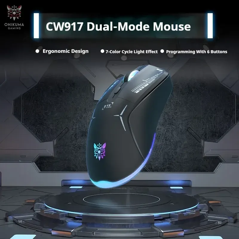 Onikuma CW917 Dual Mode RGB Gaming Mouse – Black
