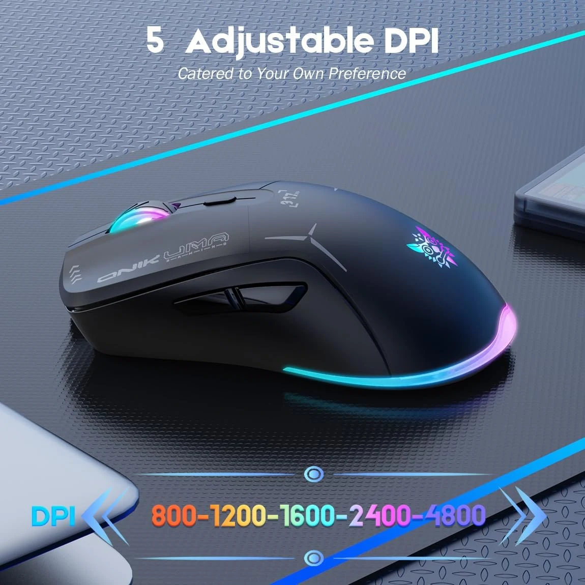 Onikuma CW917 Dual Mode RGB Gaming Mouse – Black