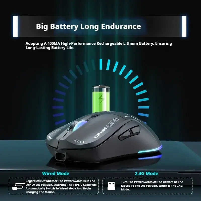 Onikuma CW917 Dual Mode RGB Gaming Mouse – Black
