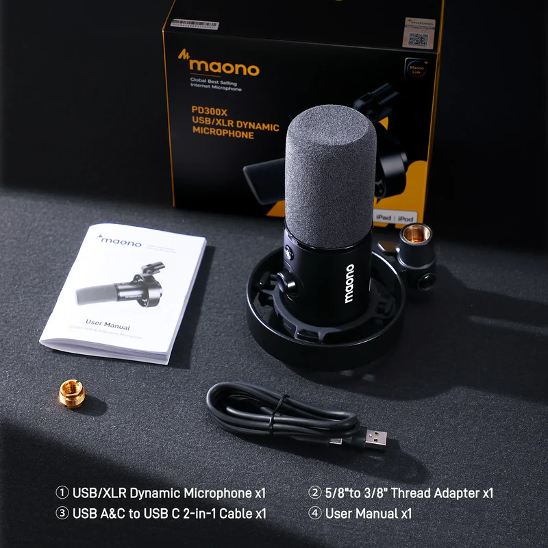 مايك ديناميك ماونو PD300X USB XLR أسود