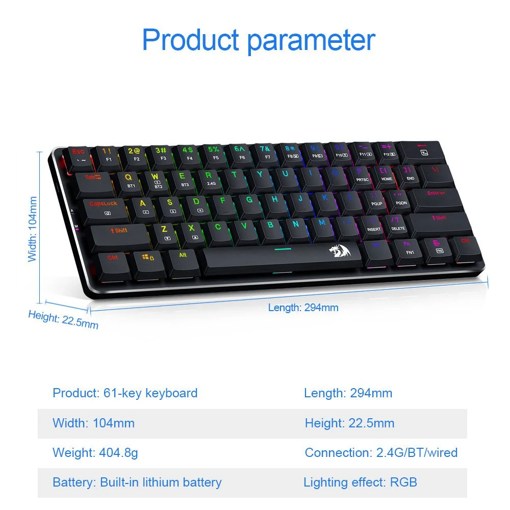 Redragon K615P-KBS Elise Pro Low Profile Mechanical Tri-Mode Wireless RGB Gaming Keyboard
