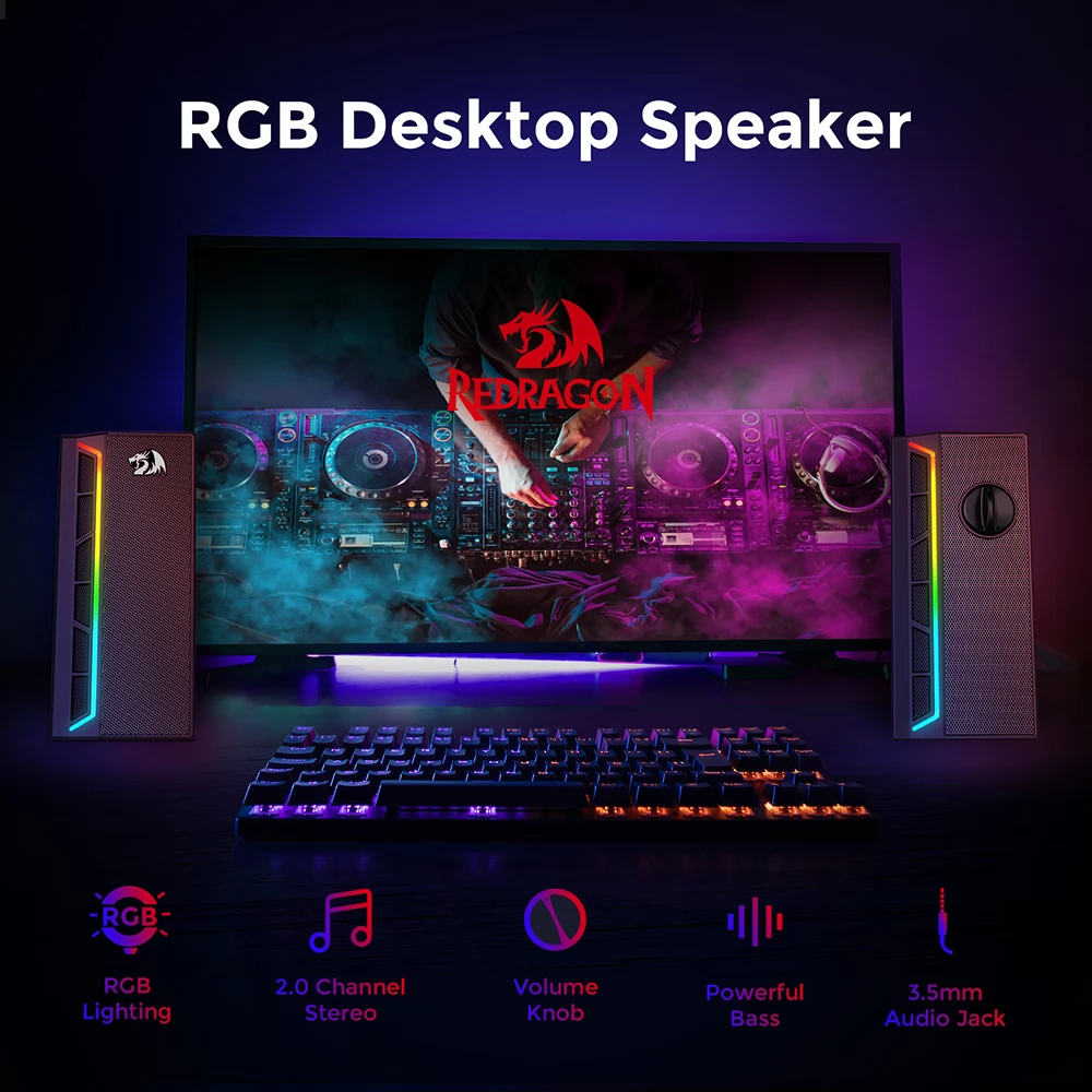 ريدراجون GS580 CALLIOPE سماعات جيمينج RGB سلكية للديسكتوب