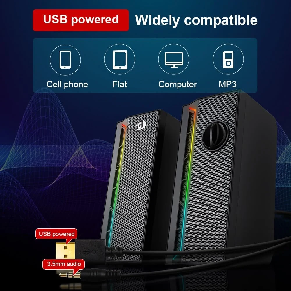 سماعات ريدراجون GS580 CALLIOPE RGB على مكتب جيمينج