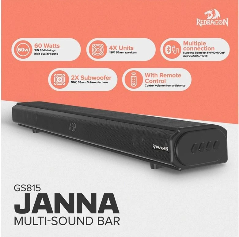 Redragon GS815 JANA PC Soundbar - Black