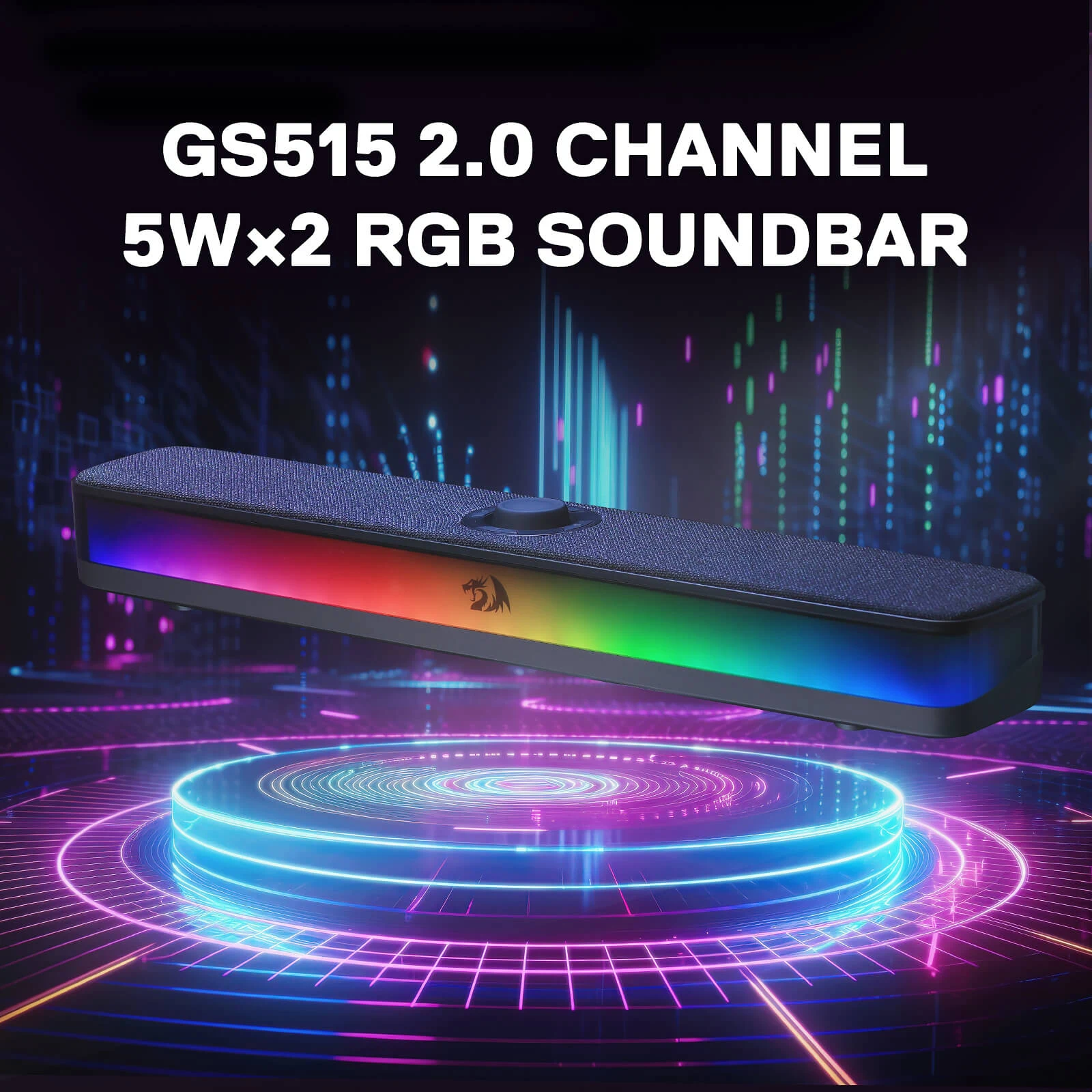 Redragon GS515 NEO Wireless RGB PC Soundbar - Black