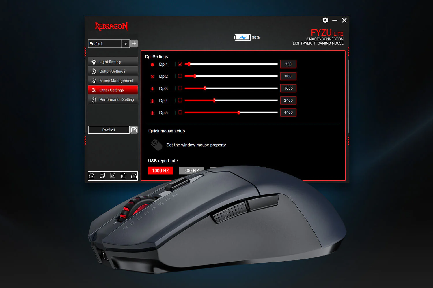 Redragon FYZU M995 LIT Tri Mode Gaming Mouse - Black