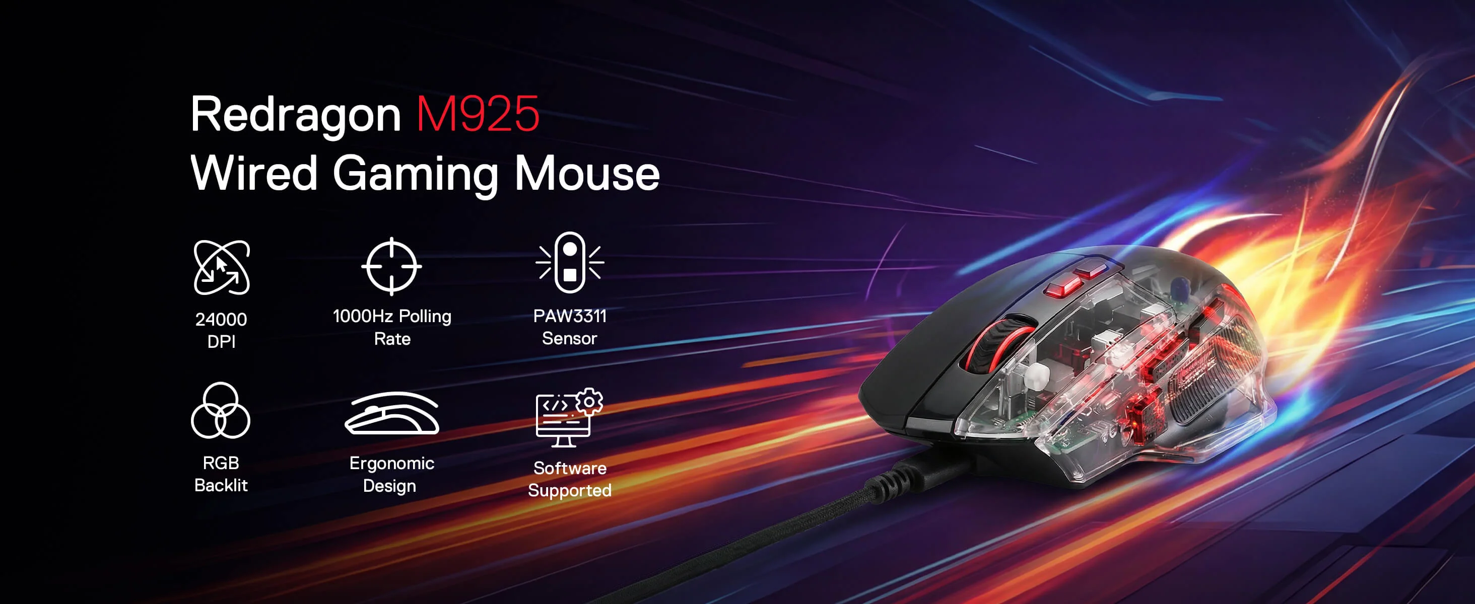 Redragon M925 Wired Gaming Mouse - Black