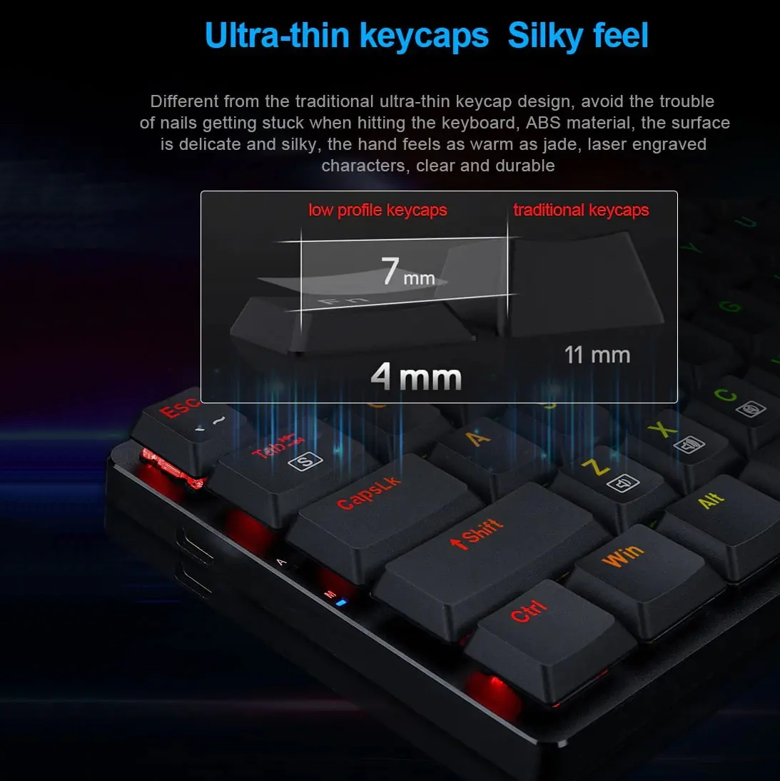 Redragon K626P Ashe Low Profile Mechanical Wired RGB Gaming Keyboard