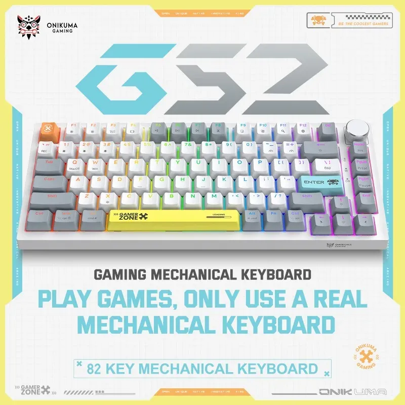 كيبورد ميكانيكي سلكي RGB أونيكوما G52 باللون الأبيض