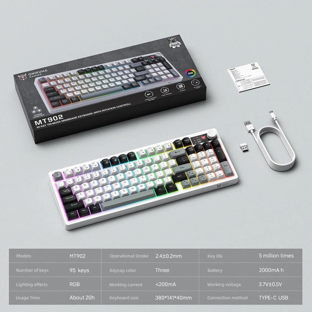 ONIKUMA MT902 White and Black Keyboard