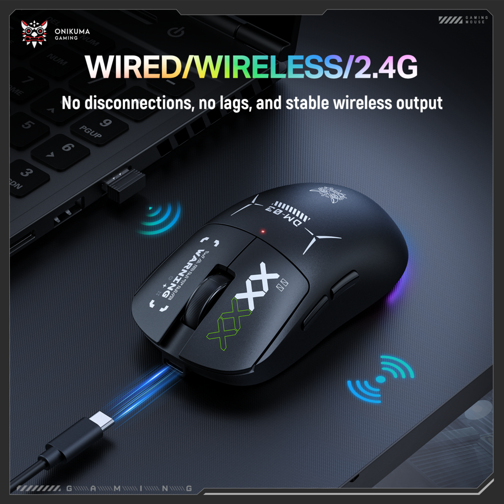ONIKUMA DM03 tri-mode gaming mouse connectivity