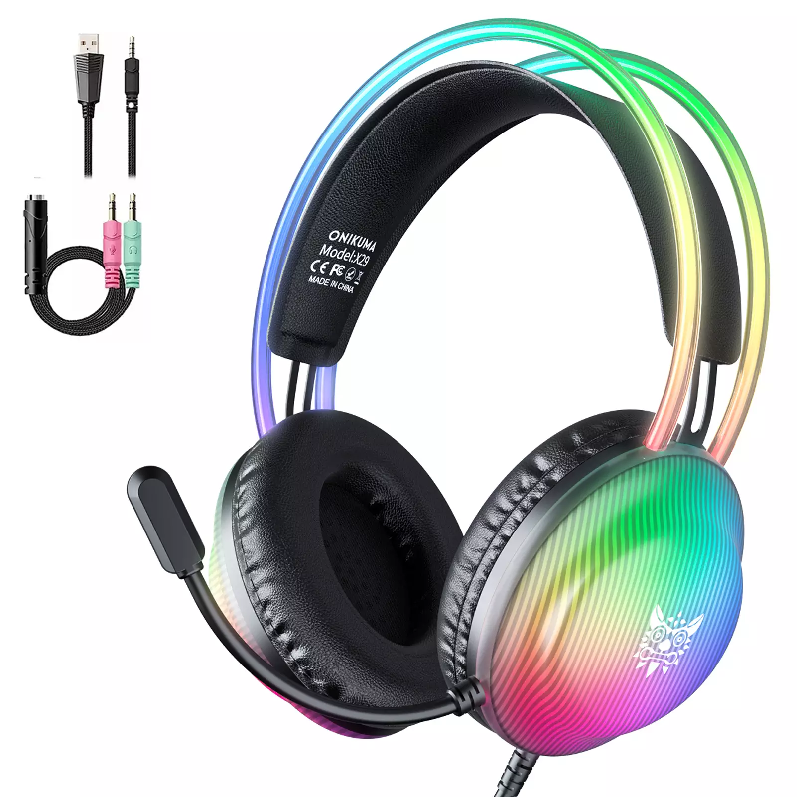 ONIKUMA X29 RGB Wired Gaming Headset Black