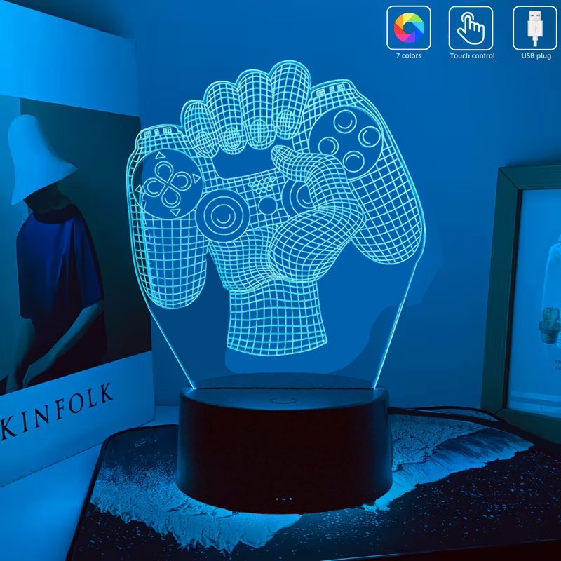Gamepad 3D LED night light with remote control