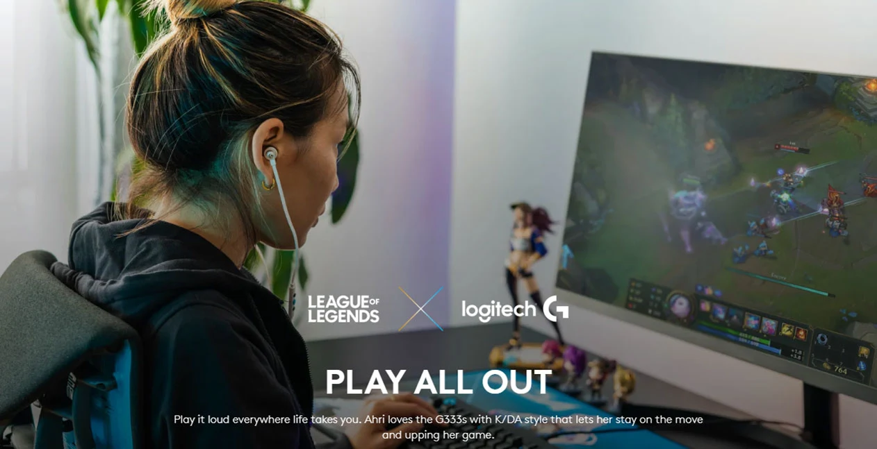 Logitech G333 Gaming Earphones with Mic and Dual Drivers - Blue