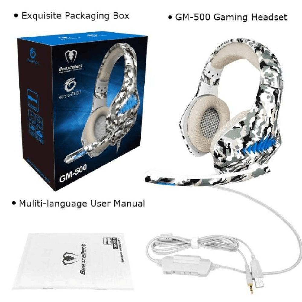 Beexcellent GM500 Gaming Headset - Mesh Earcups - Camo