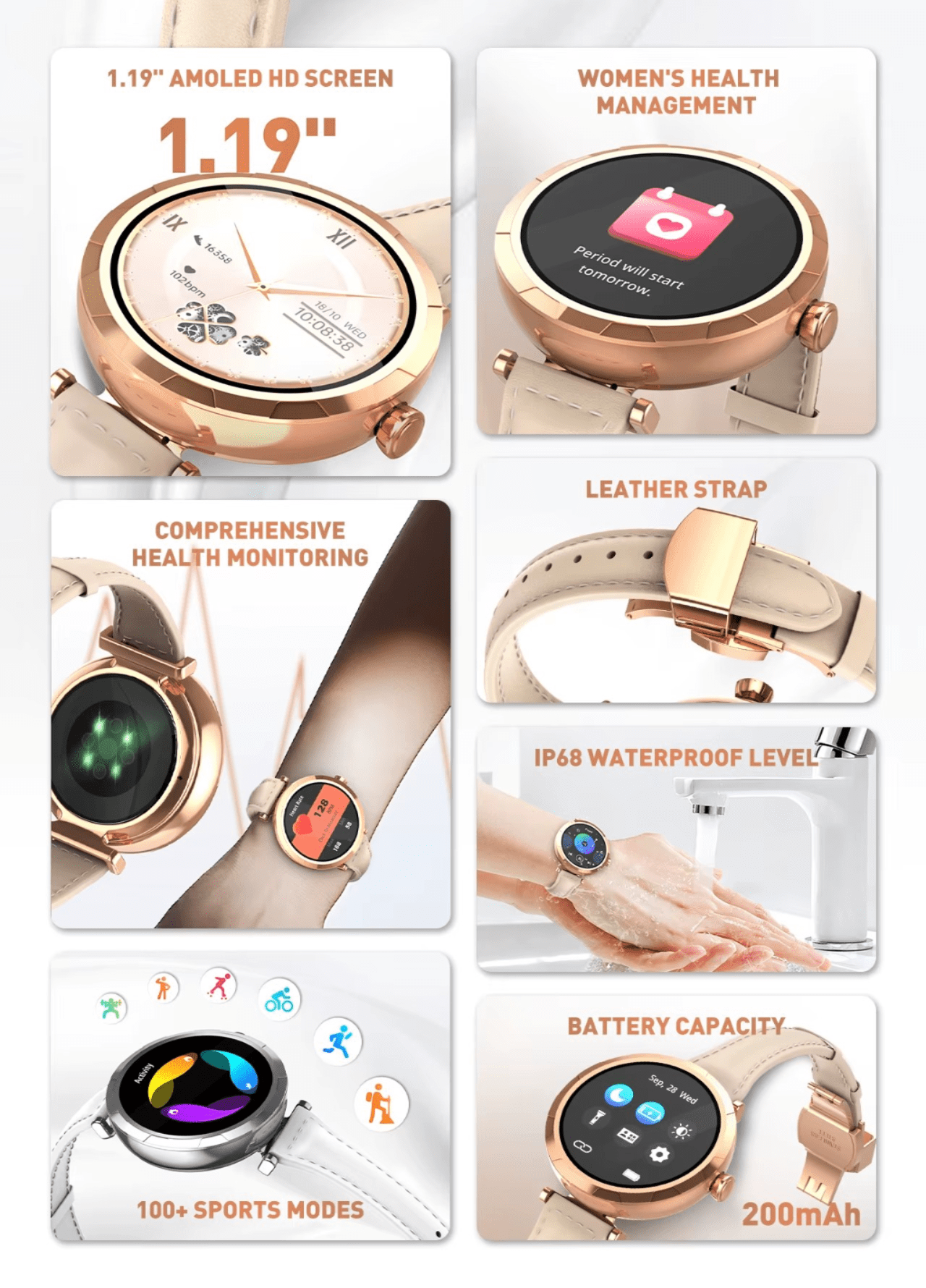 LDNIO SW02 Gold Round Smartwatch