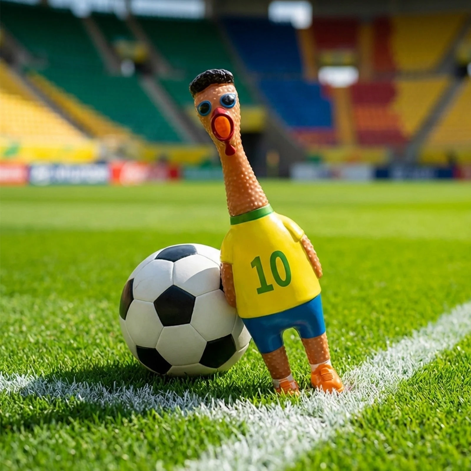 Screaming Chicken Squeeze Toy Neymar Football Edition