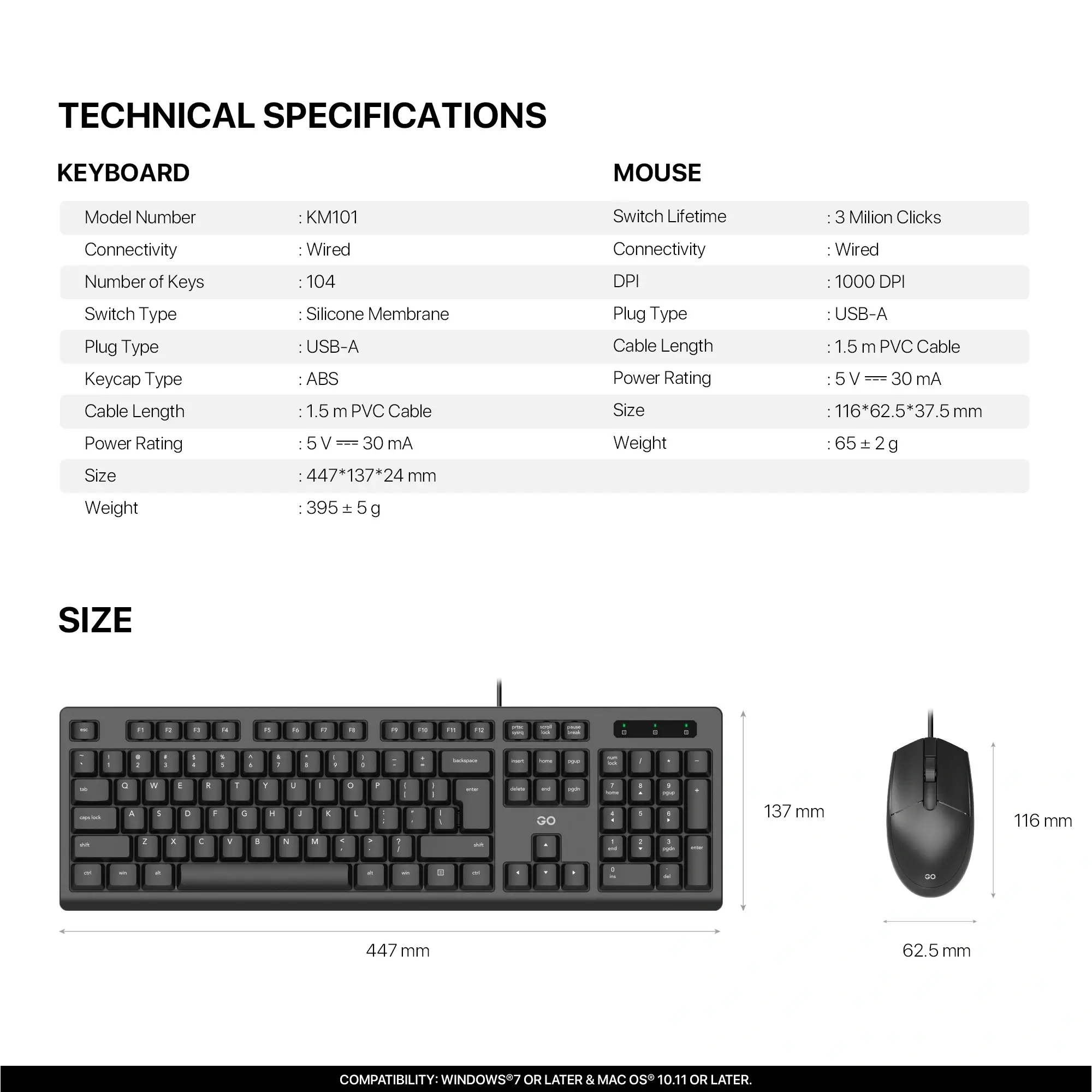 Fantech KM101 GO Office Keyboard and Mouse Combo Black