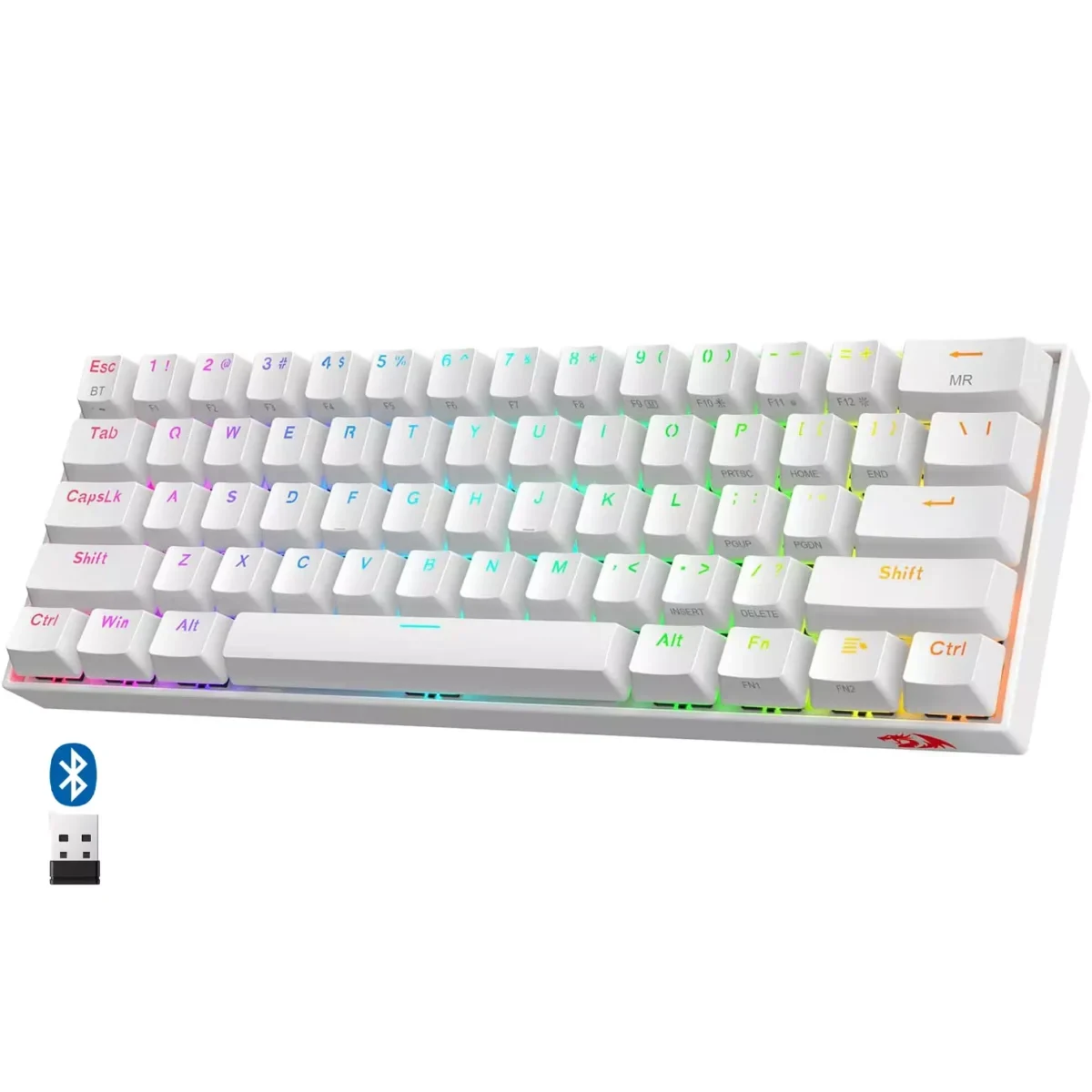 Redragon K530W Pro RGB Wireless Mechanical Gaming Keyboard Blue Switch - White