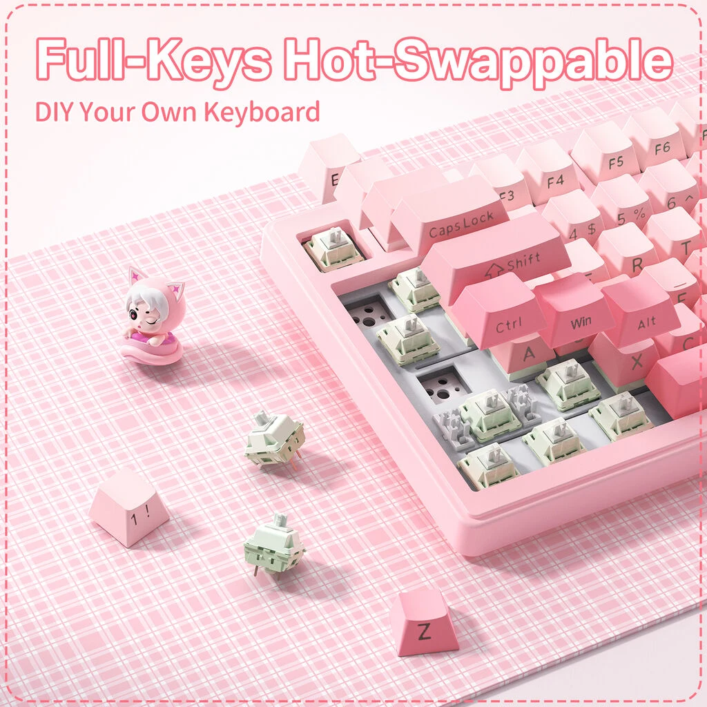 ONIKUMA MT707 Pink Hot-Swappable Mechanical Switches