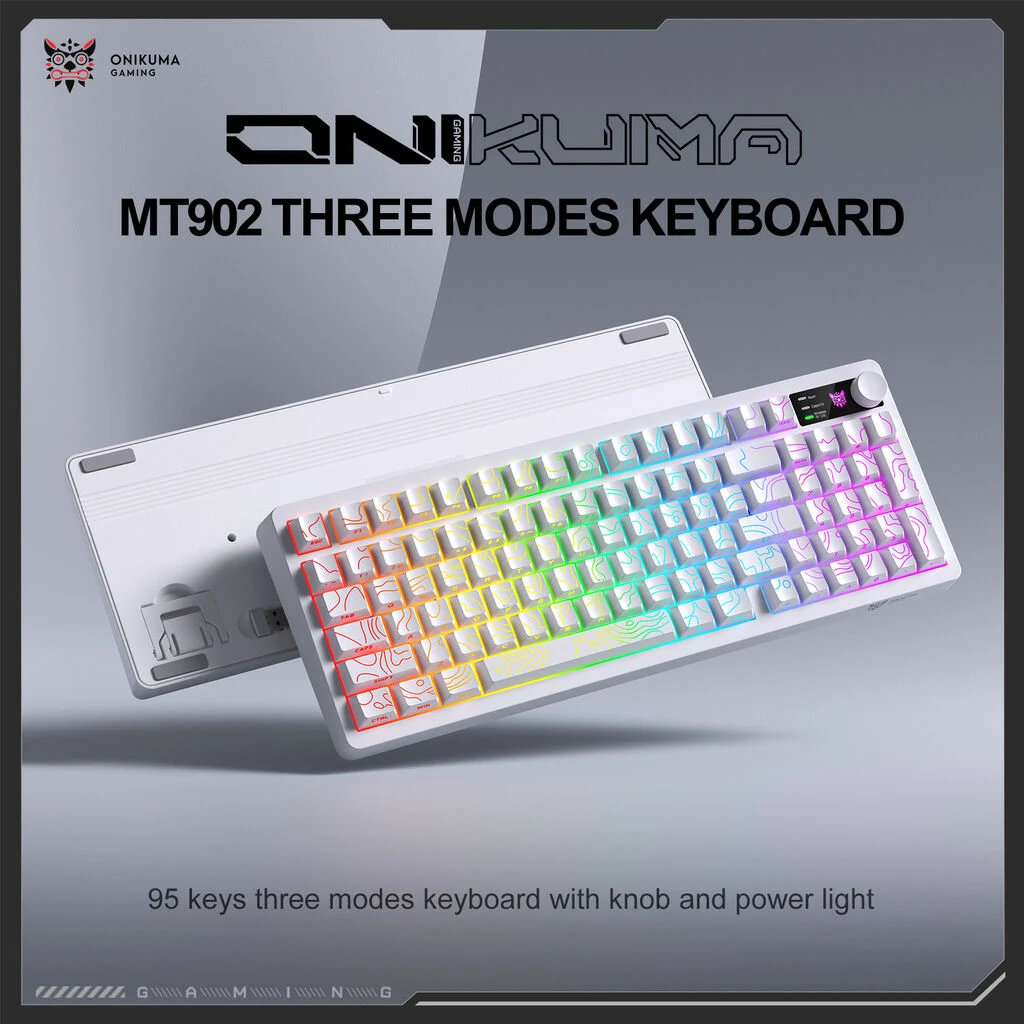 ONIKUMA MT902 Tri-Mode RGB Membrane Keyboard White
