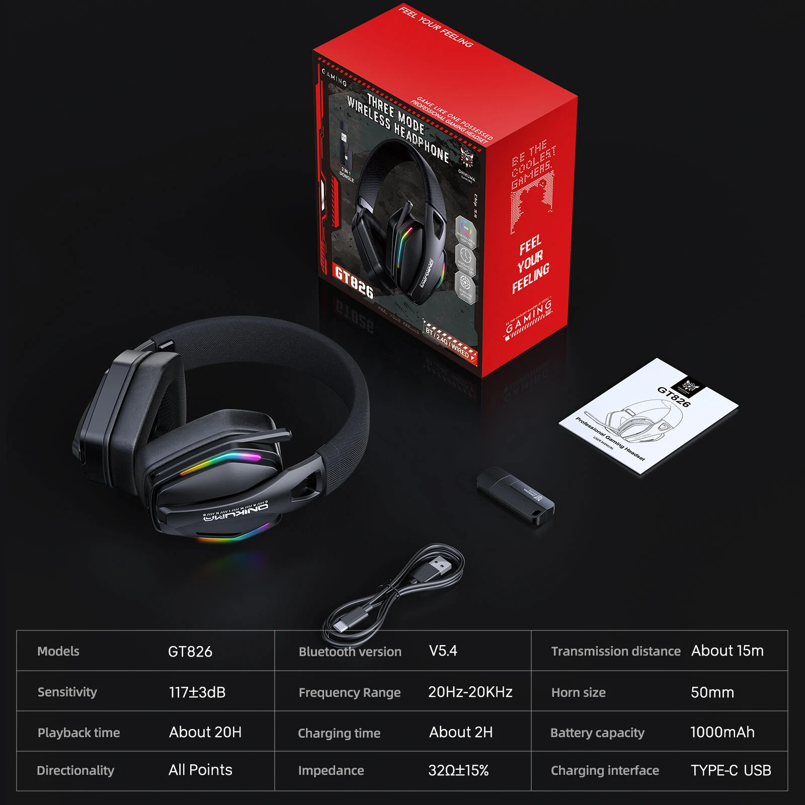 ONIKUMA GT826 Black Gaming Headset