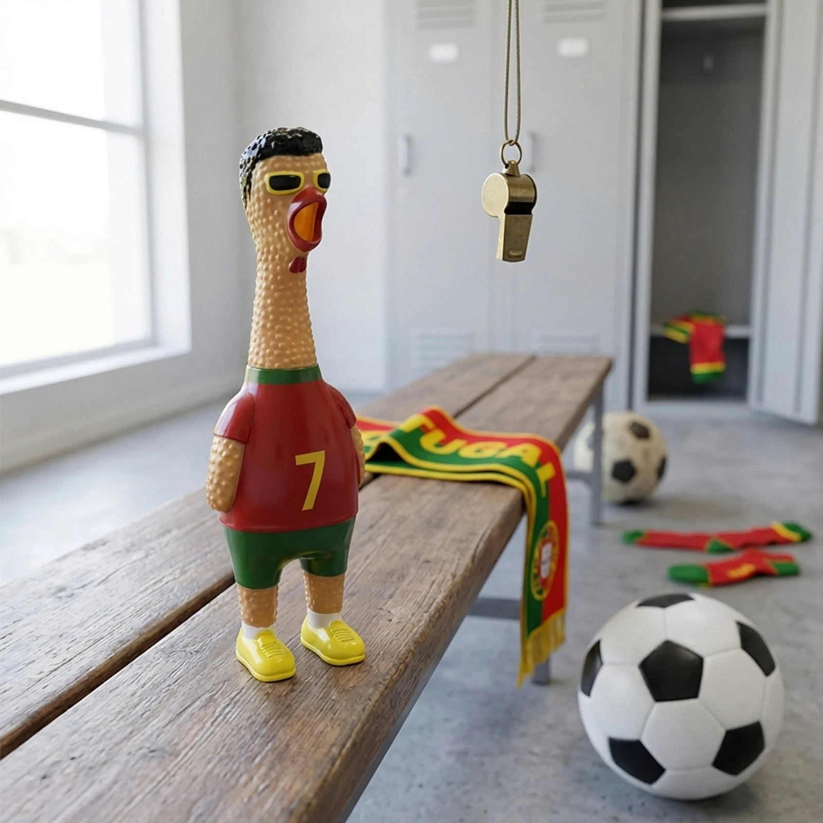 Screaming Chicken Squeeze Toy Cristiano Ronaldo Football Edition