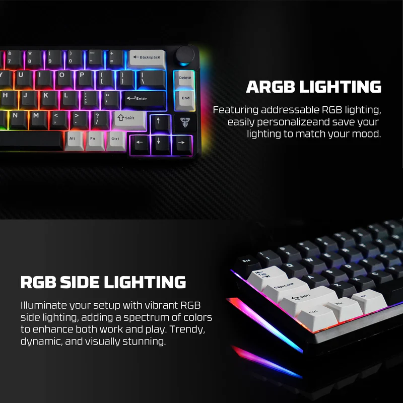 فانتك ATOM PRO MK919 – كيبورد 66 كِي تراي-مود آر جي بي – رمادي - ريد سويتش