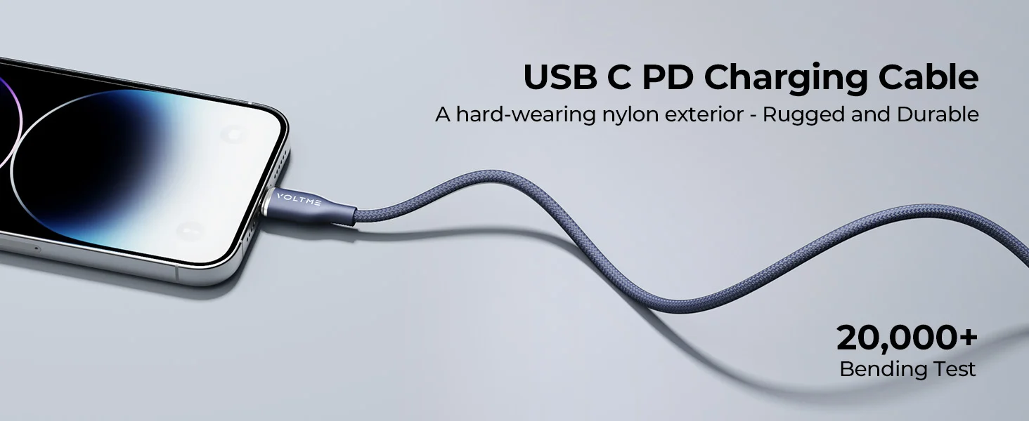 فولتمي باور لينك راج كابل USB-C بقوة 60W بطول 1 متر - أزرق