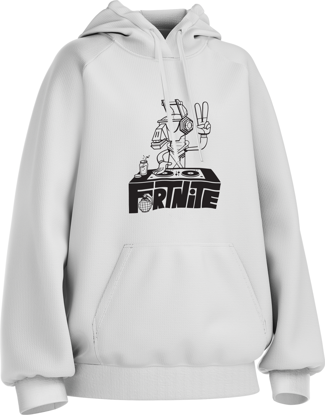 Fortnite kids hoodie close-up DJ print