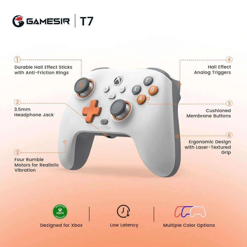 جيم سير T7 يد تحكم سلكية لإكس بوكس وويندوز باللون الأبيض