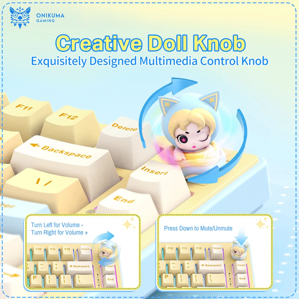 ONIKUMA MT707 Creative Doll Knob Yellow