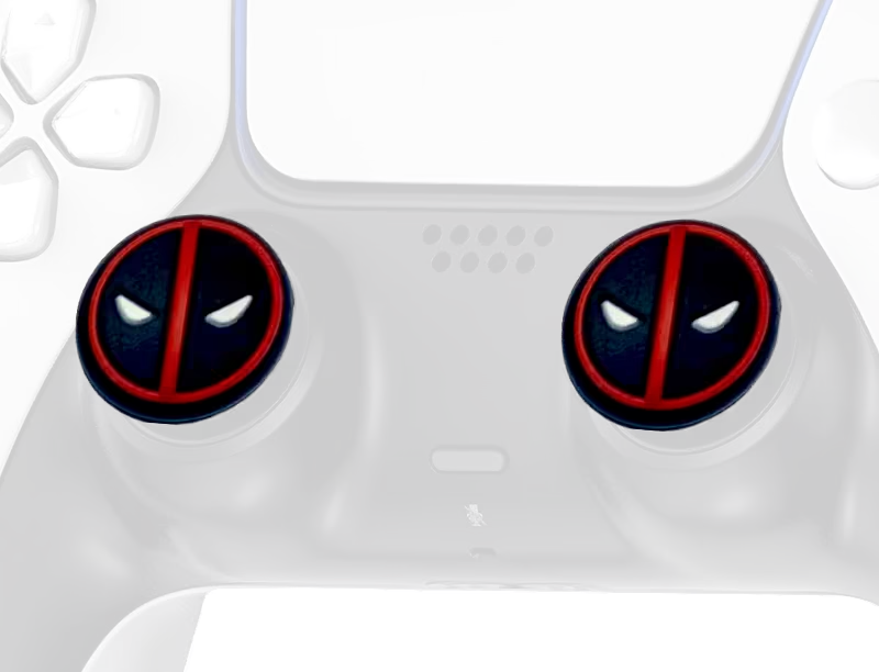 Black Deadpool thumb grips for compatible controllers