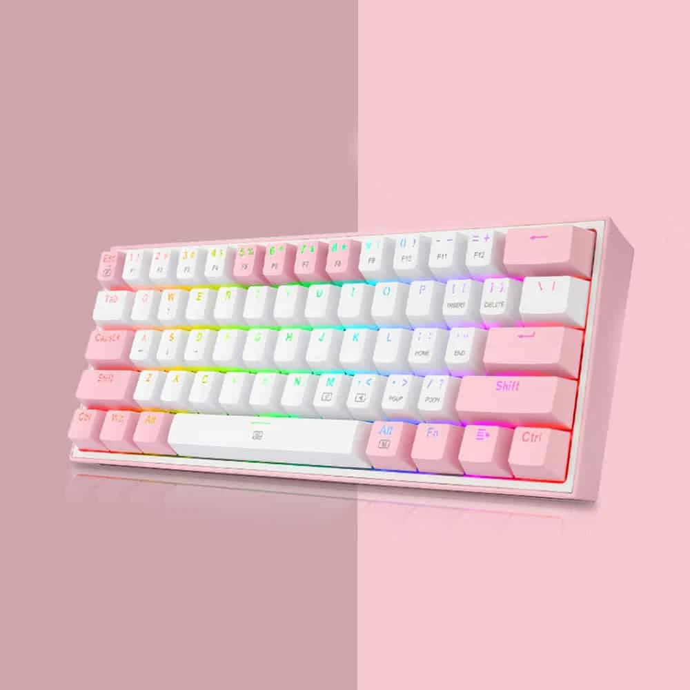 كيبورد ريدراجون K617 Fizz 60% RGB سويتش أحمر – أبيض/بينك
