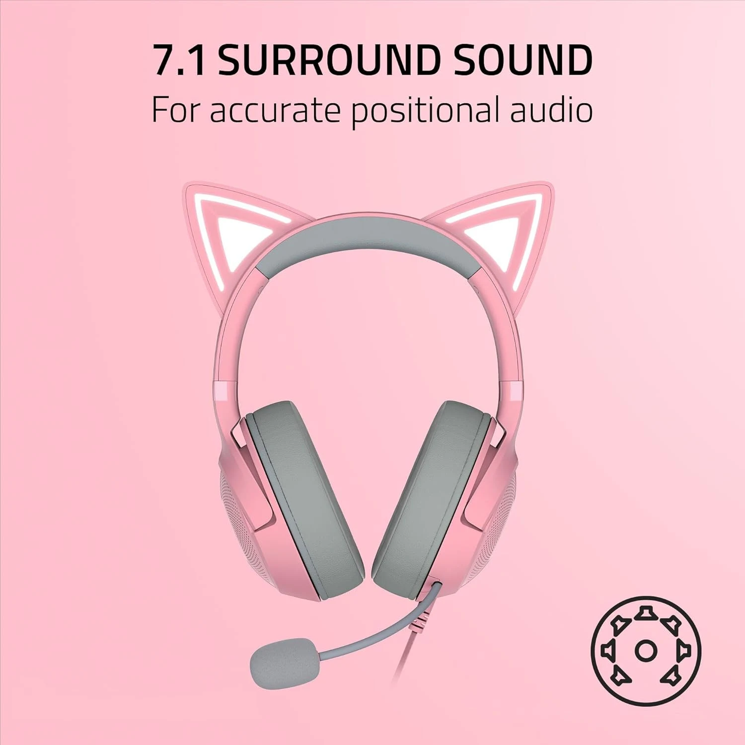 Razer Kraken Kitty V2 Wired RGB Gaming Headset - Quartz Pink