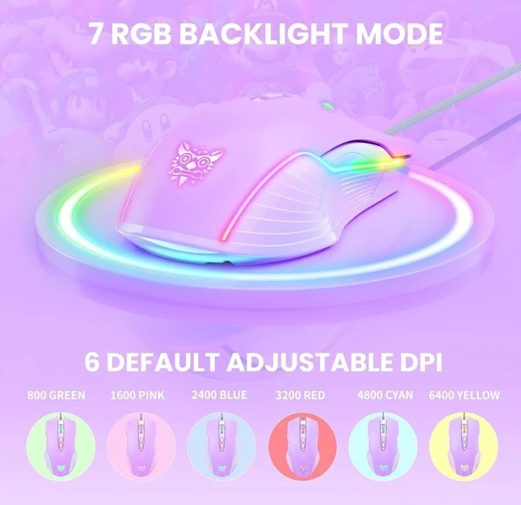 ONIKUMA CW905 RGB Wired Gaming Mouse - Purple