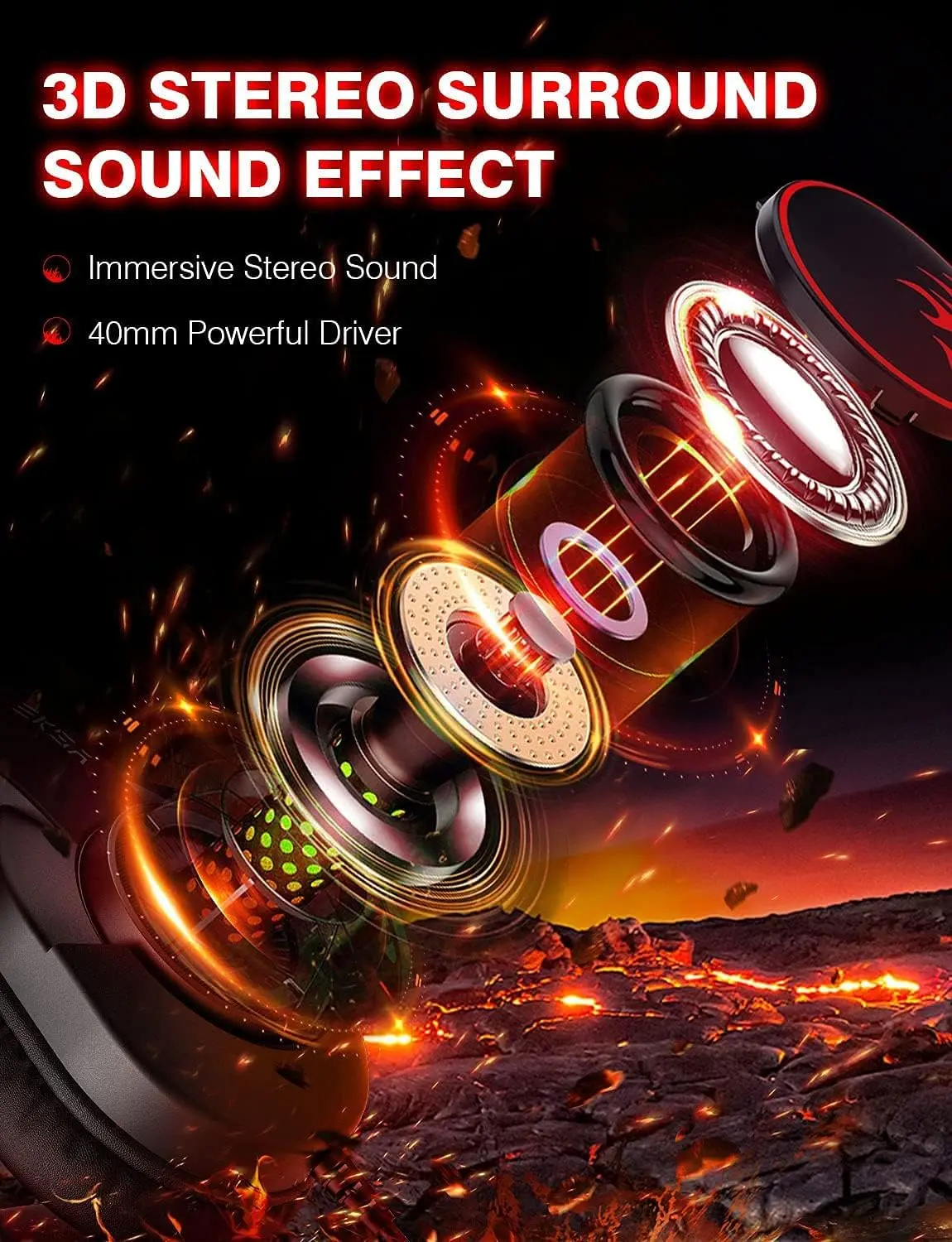 EKSA T8 Wired Gaming Headset - Red